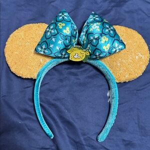 Disney Teal and Gold Minnie Mouse Ears Headband
